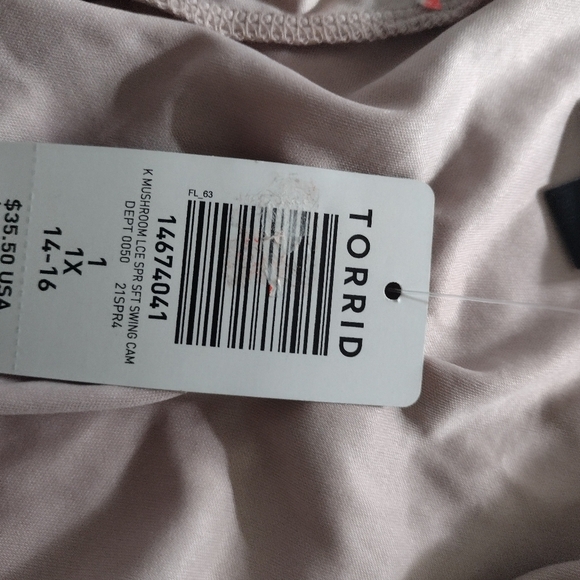 Torrid Mushroom Brown Lace Super Soft Swing Cami Tank Top Size 1X - Picture 5 of 8